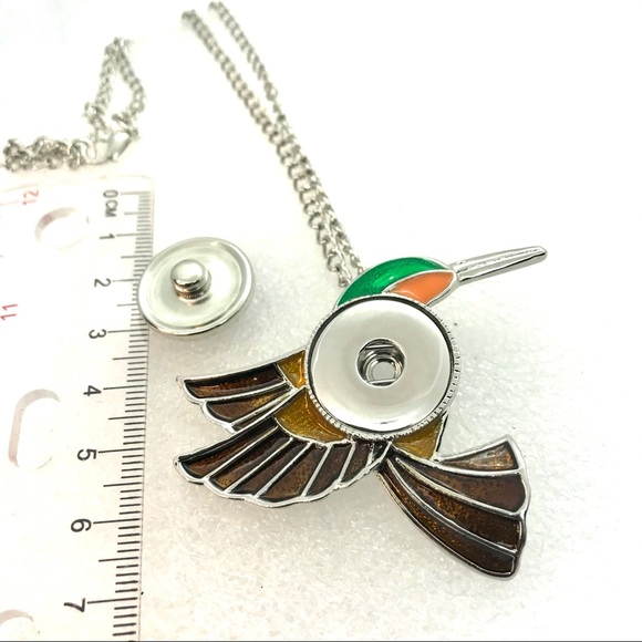 Hummingbird Necklace Handmade 20mm snap gingersnap SN20 display - Picture 2 of 7